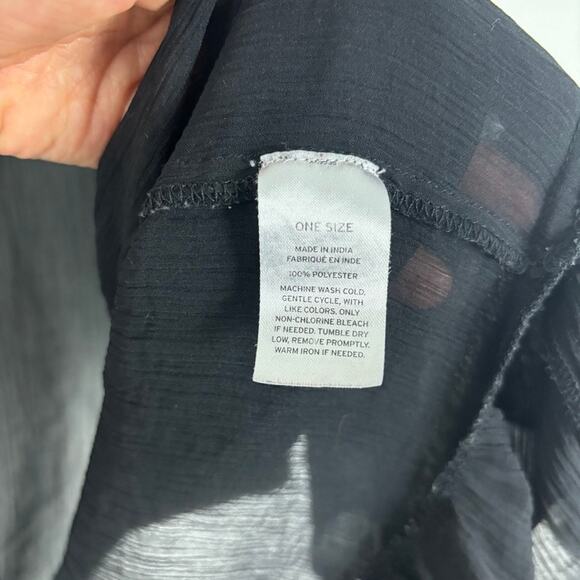 Free Press Black Sheer Swim Coverup – Silky Open Front – One Size - Picture 6 of 8